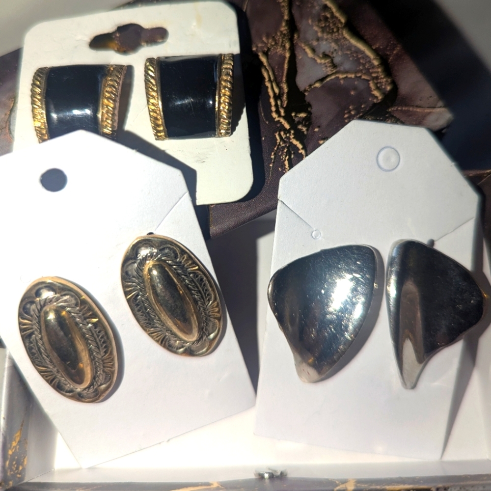 Elegant Gold and Silver Earrings Lot of 3